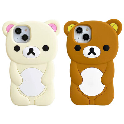 Rilakkuma Bear szilikon puha borítású tok iPhone 16 15 14 13 12 11 Pro Max mini Plus Xs XR 6 7 8 Plus készülékhez