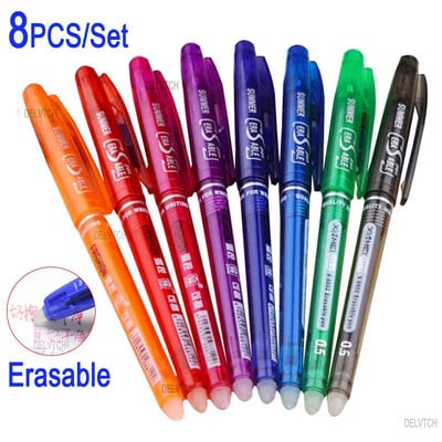 DELVTCH Erasable Gel στυλό 0,7mm 0,5mm Μύτη κουκκίδας Μπλε Μαύρο Κόκκινο Χρώμα Ράβδοι Ανταλλακτικού Μελανιού Γράψιμο Σχέδιο Ζωγραφική Πλενόμενη Λαβή