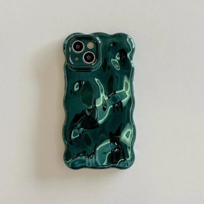 Luksuzna pokrivna torbica za telefon s valovitim kovrčavim rubom za iPhone 16 15 12 13 14 Pro Max 3D neravnine, meka zaštitna maska za kameru