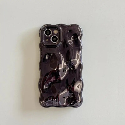 Luksuzna pokrivna torbica za telefon s valovitim kovrčavim rubom za iPhone 16 15 12 13 14 Pro Max 3D neravnine, meka zaštitna maska za kameru