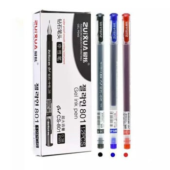 12 τεμ./Σετ 0,38mm Μεγάλης χωρητικότητας Diamond Tip Gel Pen Μαύρο/Μπλε/Κόκκινο μελάνι Εξεταστική γραφή Σχολική προμήθειες γραφείου