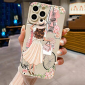 Θήκη τηλεφώνου Flower Girl Διακοσμητικό μοτίβο για iPhone 16 15 Pro Max 14 11 13 12 Mini XS X XR 7 8 Plus SE2 16 Pro Soft Matte Cover