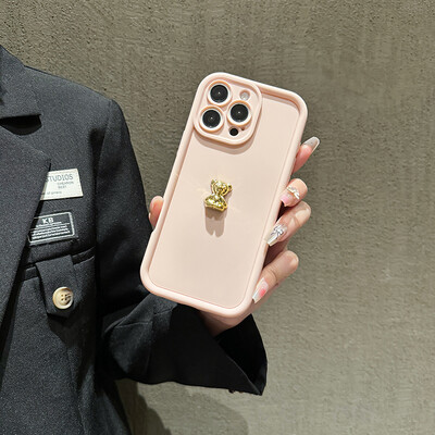 Μαλακή θήκη τηλεφώνου 3D Gold Bear σιλικόνης για iPhone 16 15 14 Pro Max 11 12 13 X XS XR 7 8 Plus SE 2020, Αντικραδασμικό κάλυμμα Candy Matte