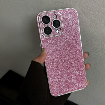 Πολυτελής δερμάτινη θήκη Bling Glitter για iPhone 16 15 14 13 12 11 Pro Max Sparkling Soft σιλικόνης από επιμετάλλωση κάλυμμα προφυλακτήρα