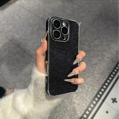 Luksuslik Bling Glitter nahast ümbris iPhone'ile 16 15 14 13 12 11 Pro Max sädelev pehme silikoon põrutuskindel kattega kaitseraua kate