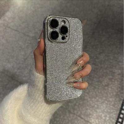 Luksuslik Bling Glitter nahast ümbris iPhone'ile 16 15 14 13 12 11 Pro Max sädelev pehme silikoon põrutuskindel kattega kaitseraua kate