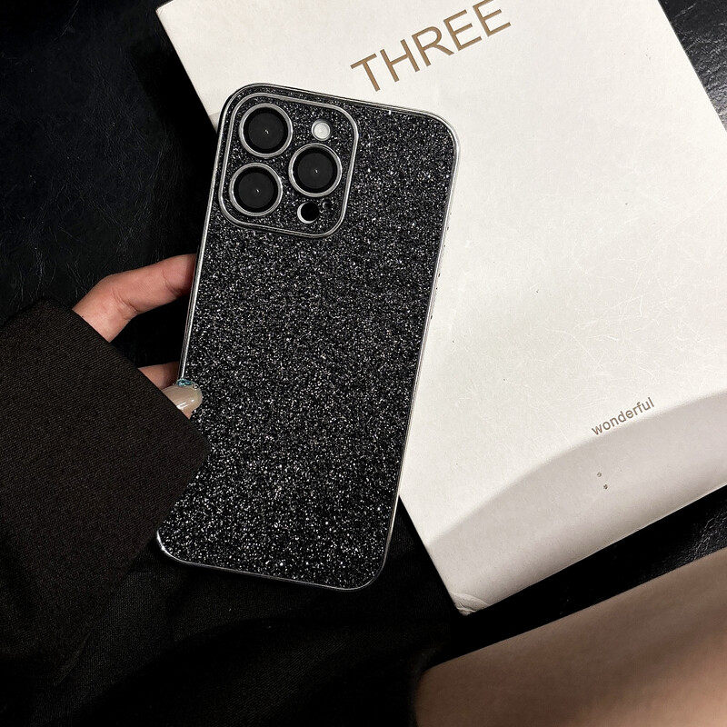 Luksuslik Bling Glitter nahast ümbris iPhone'ile 16 15 14 13 12 11 Pro Max sädelev pehme silikoon põrutuskindel kattega kaitseraua kate