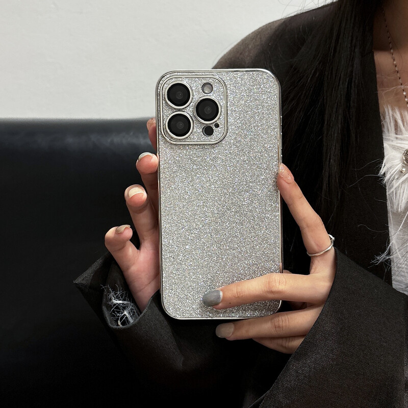 Luksuslik Bling Glitter nahast ümbris iPhone'ile 16 15 14 13 12 11 Pro Max sädelev pehme silikoon põrutuskindel kattega kaitseraua kate