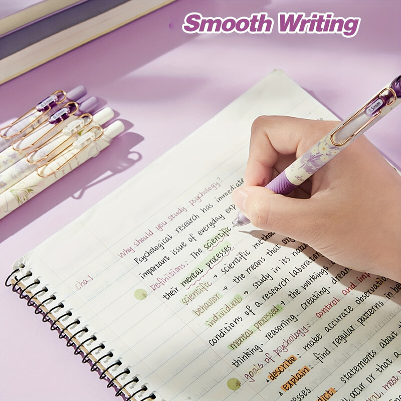 4 komada simpatične cvjetne gel olovke, gel olovke koja se uvlači, olovka s crnom tintom od 0,5 mm koja se brzo suši, simpatična olovka, olovka s finim vrhom, glatka olovka za pisanje