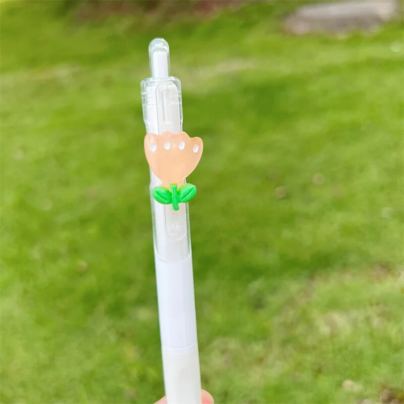 Uued 1/2 tk armsad lillelised geelpliiatsid kiiresti kuivava musta tindiga Esteetiline Kawaii lillegeelpliiats 0,5 mm ST otsaga kirjutuspliiats juhusliku värviga