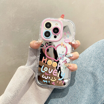 Θήκη τηλεφώνου Lovely Girl Heart Mirror για iPhone 11 12 13 14 15 16 Pro Max Αντικραδασμικό πίσω κάλυμμα