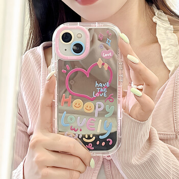 Θήκη τηλεφώνου Lovely Girl Heart Mirror για iPhone 11 12 13 14 15 16 Pro Max Αντικραδασμικό πίσω κάλυμμα