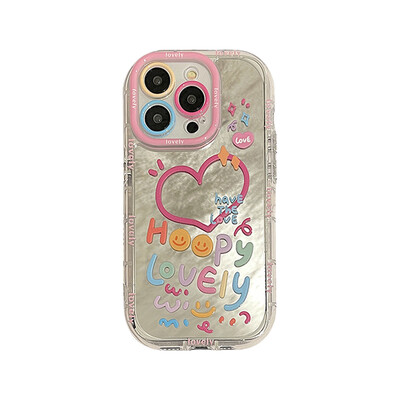 Lovely Girl Heart Mirror Phone Case za iPhone 11 12 13 14 15 16 Pro Max stražnji poklopac otporan na udarce