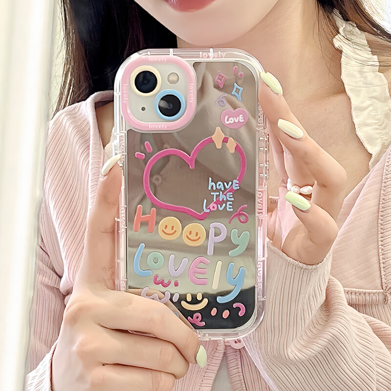 Lovely Girl Heart Mirror Phone Case za iPhone 11 12 13 14 15 16 Pro Max stražnji poklopac otporan na udarce