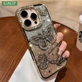 Γυναικεία θήκη τηλεφώνου πεταλούδα διαμάντι για iPhone 16 11 12 13 14 15 Pro Max 16 Plus Διάφανο κάλυμμα σιλικόνης