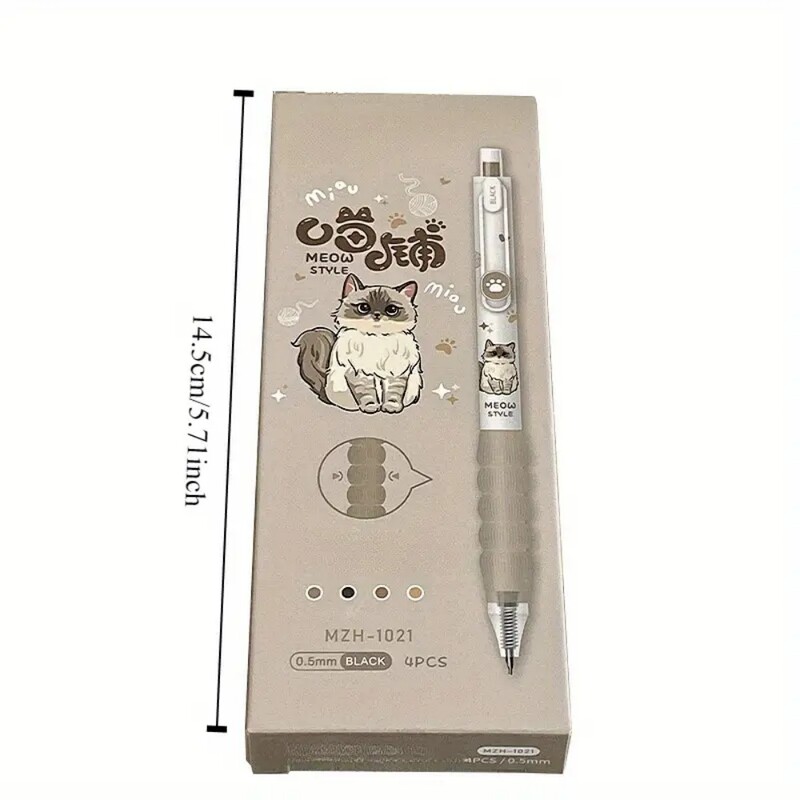 4бр. Комплект прибиращи се гел химикалки със сладък домашен любимец 0,5 mm Бързосъхнещи високоестетични химикалки с черно мастило Очарователен куршум за офис