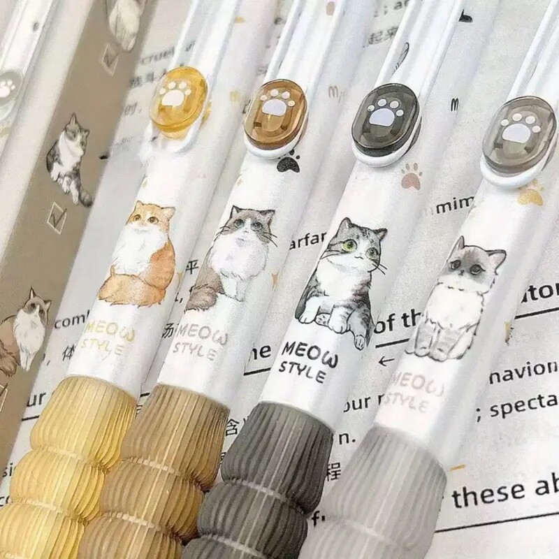 4бр. Комплект прибиращи се гел химикалки със сладък домашен любимец 0,5 mm Бързосъхнещи високоестетични химикалки с черно мастило Очарователен куршум за офис