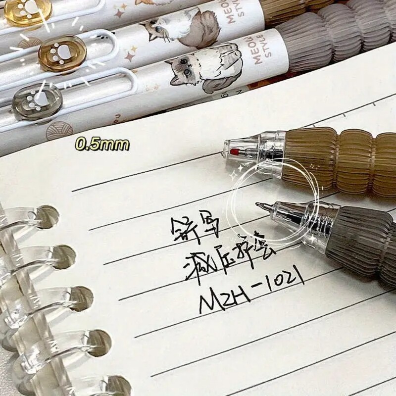 4бр. Комплект прибиращи се гел химикалки със сладък домашен любимец 0,5 mm Бързосъхнещи високоестетични химикалки с черно мастило Очарователен куршум за офис