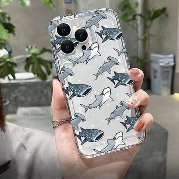 Soft Clear Case Phone For Samsung Galaxy A15 A35 A55 A34 A54 A33 A53 5G S24 Ultra S23 S21 FE S22 Plus Summer Ocean Animals Cover