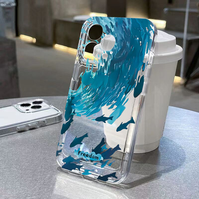 Minkštas skaidrus telefono dėklas, skirtas Samsung Galaxy A15 A35 A55 A34 A54 A33 A53 5G S24 Ultra S23 S21 FE S22 Plus vasaros vandenyno gyvūnų dangtelis