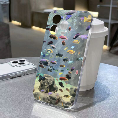 Minkštas skaidrus telefono dėklas, skirtas Samsung Galaxy A15 A35 A55 A34 A54 A33 A53 5G S24 Ultra S23 S21 FE S22 Plus vasaros vandenyno gyvūnų dangtelis