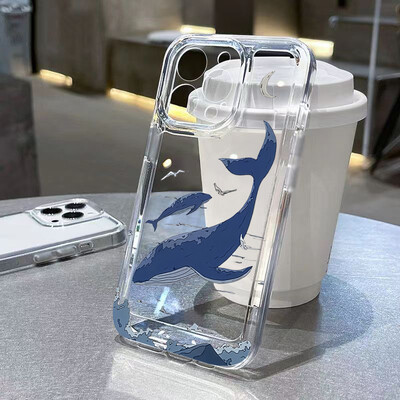 Minkštas skaidrus telefono dėklas, skirtas Samsung Galaxy A15 A35 A55 A34 A54 A33 A53 5G S24 Ultra S23 S21 FE S22 Plus vasaros vandenyno gyvūnų dangtelis