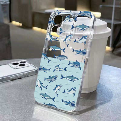 Minkštas skaidrus telefono dėklas, skirtas Samsung Galaxy A15 A35 A55 A34 A54 A33 A53 5G S24 Ultra S23 S21 FE S22 Plus vasaros vandenyno gyvūnų dangtelis