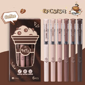 6 TK / komplekti kohviseeria geelpliiats õpilastele Kiiresti kuivav geeltindipliiats 0,5 mm must täidisega kirjutuspliiats Kontori koolitarvete tarvikud