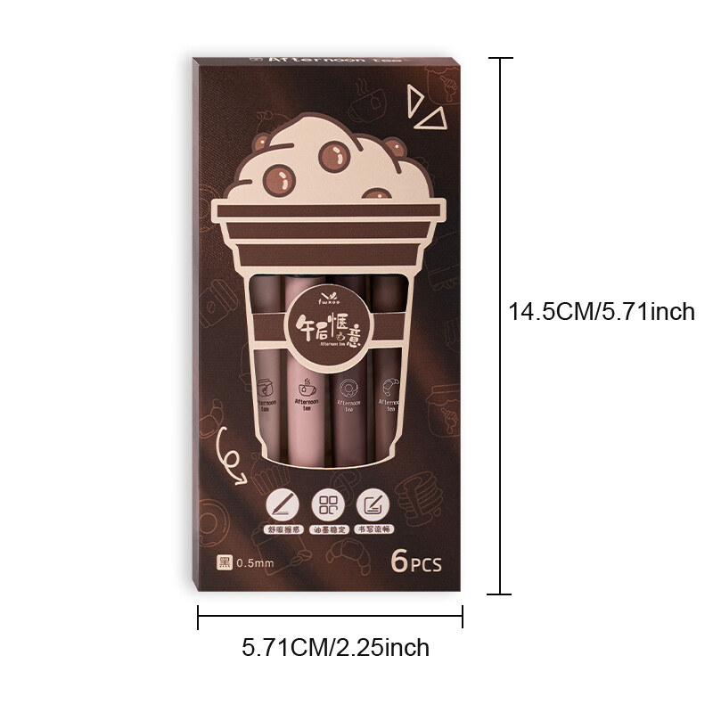 6 TK / komplekti kohviseeria geelpliiats õpilastele Kiiresti kuivav geeltindipliiats 0,5 mm must täidisega kirjutuspliiats Kontori koolitarvete tarvikud