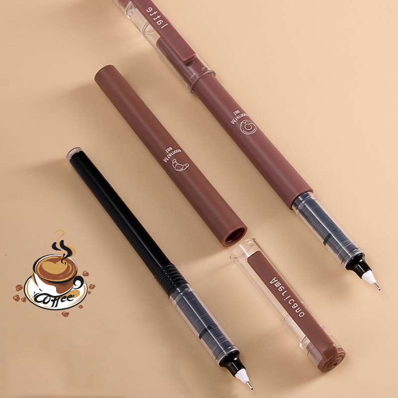 6 TK / komplekti kohviseeria geelpliiats õpilastele Kiiresti kuivav geeltindipliiats 0,5 mm must täidisega kirjutuspliiats Kontori koolitarvete tarvikud