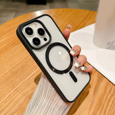 Για Magsafe μαγνητική ασύρματη θήκη φόρτισης για Samsung Galaxy S24 S23 S22 Ultra Plus S23 FE S24 FE Μαλακό διαφανές κάλυμμα τηλεφώνου