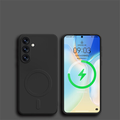 Kvadratna, tekuća silikonska magnetska futrola za bežično punjenje za Samsung Galaxy S24 Ultra S23 FE S22 S21 Plus Magsafe maska otporna na udarce