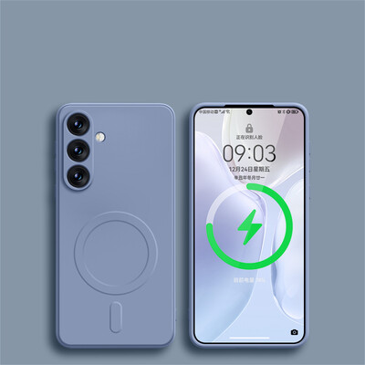 Kvadratna, tekuća silikonska magnetska futrola za bežično punjenje za Samsung Galaxy S24 Ultra S23 FE S22 S21 Plus Magsafe maska otporna na udarce