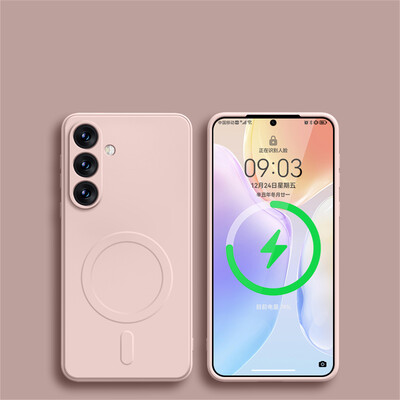 Kvadratna, tekuća silikonska magnetska futrola za bežično punjenje za Samsung Galaxy S24 Ultra S23 FE S22 S21 Plus Magsafe maska otporna na udarce