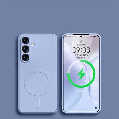 Kvadratna, tekuća silikonska magnetska futrola za bežično punjenje za Samsung Galaxy S24 Ultra S23 FE S22 S21 Plus Magsafe maska otporna na udarce