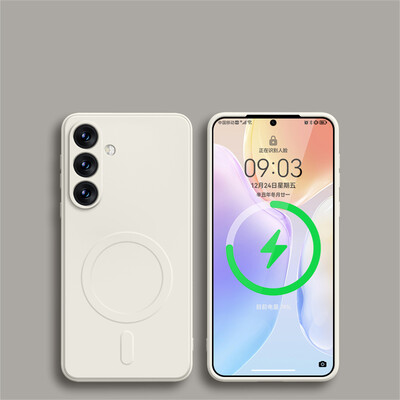 Kvadratna, tekuća silikonska magnetska futrola za bežično punjenje za Samsung Galaxy S24 Ultra S23 FE S22 S21 Plus Magsafe maska otporna na udarce