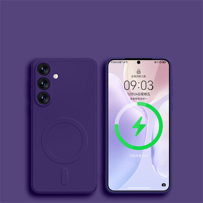 Kvadratna, tekuća silikonska magnetska futrola za bežično punjenje za Samsung Galaxy S24 Ultra S23 FE S22 S21 Plus Magsafe maska otporna na udarce