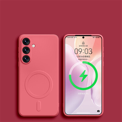 Kvadratna, tekuća silikonska magnetska futrola za bežično punjenje za Samsung Galaxy S24 Ultra S23 FE S22 S21 Plus Magsafe maska otporna na udarce