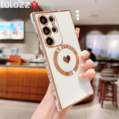 Cute Love Heart Plating για Magsafe Μαγνητική Θήκη τηλεφώνου Για Samsung Galaxy S24 Ultra S23 Plus S22 S21 S20 Γυναικείο κάλυμμα για κορίτσι
