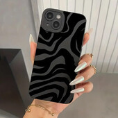 Черен силиконов калъф Wave Pattern Print за Samsung Galaxy A16 A35 A55 A34 A54 A33 A53 S25 S24 S23 Ultra S22 Plus S21 FE 5G Cover