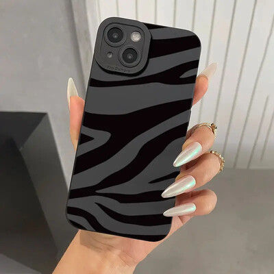 Черен силиконов калъф Wave Pattern Print за Samsung Galaxy A16 A35 A55 A34 A54 A33 A53 S25 S24 S23 Ultra S22 Plus S21 FE 5G Cover