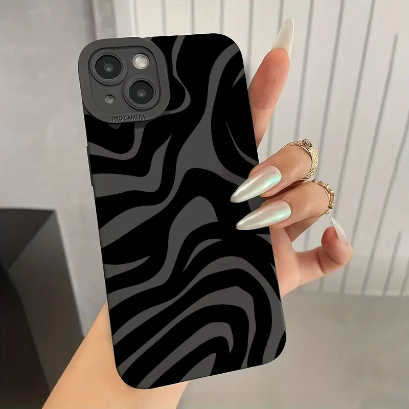Черен силиконов калъф Wave Pattern Print за Samsung Galaxy A16 A35 A55 A34 A54 A33 A53 S25 S24 S23 Ultra S22 Plus S21 FE 5G Cover