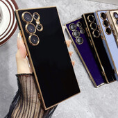 Επιμετάλλωση θήκη τηλεφώνου σιλικόνης για Samsung Galaxy S24 S23 S22 S21 S20 Ultra Plus FE Αντικραδασμικό κάλυμμα για Samsung Note 20 Ultra Capa