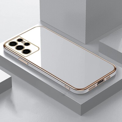 Επιμετάλλωση θήκη τηλεφώνου σιλικόνης για Samsung Galaxy S24 S23 S22 S21 S20 Ultra Plus FE Αντικραδασμικό κάλυμμα για Samsung Note 20 Ultra Capa