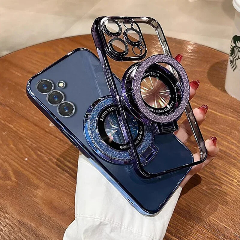 Glitter Magsafe konzoltartó tok Samsung Galaxy S23 S22 S25 S21 FE S24 Plus Note 20 S23 S24 Ultra puha A55 A35 A53 borítóhoz