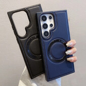 Za bežično punjenje telefonske futrole za Samsung Galaxy S24 Plus S24 Ultra PU kožne magnetne zaštitne maske protiv pada