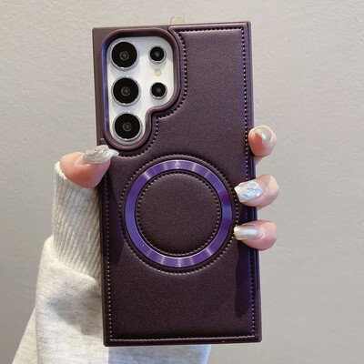 Za bežično punjenje telefonske futrole za Samsung Galaxy S24 Plus S24 Ultra PU kožne magnetne zaštitne maske protiv pada