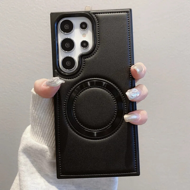 Za bežično punjenje telefonske futrole za Samsung Galaxy S24 Plus S24 Ultra PU kožne magnetne zaštitne maske protiv pada