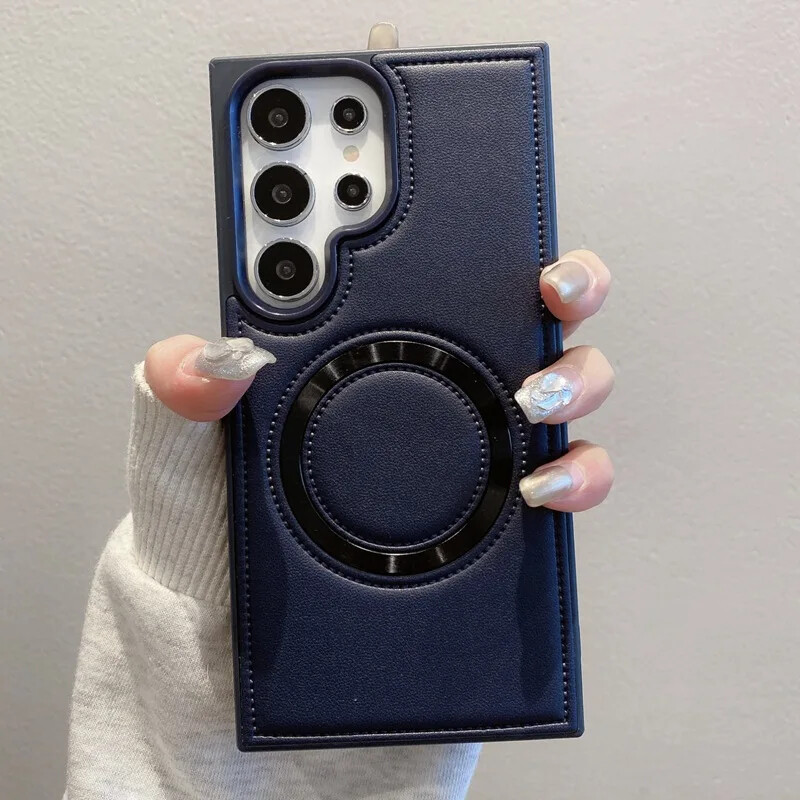 Za bežično punjenje telefonske futrole za Samsung Galaxy S24 Plus S24 Ultra PU kožne magnetne zaštitne maske protiv pada