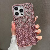 Калъф за телефон с бляскави галванични кристали и цветя за iPhone 16 15 14 13 12 11 Pro Max броня Удароустойчив защитен капак